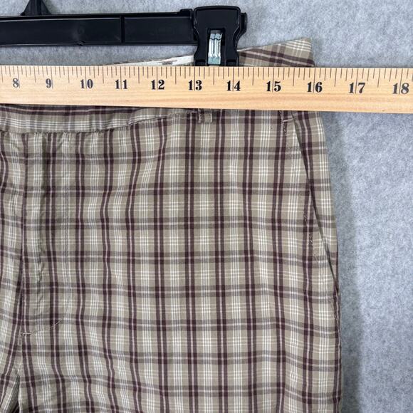 Gap Bermuda Shorts 8 Tan Plaid Khaki Chino Cotton Golf Grandpa Hiking GORP Thin - Picture 4 of 9